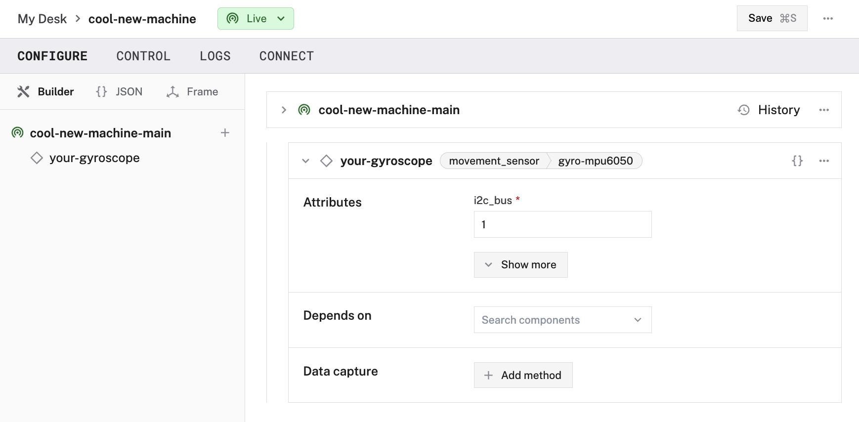 Creation of an `gyro-mpu6050` movement sensor.